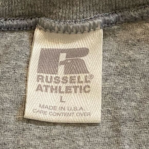 Vintage Russel Athletic Cropped T-Shirt Grey Men’s Large - Picture 5 of 6